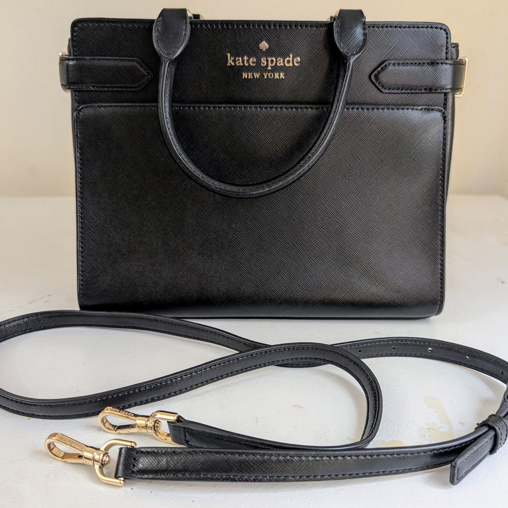 Kate Spade Black Satchel with Gold Accents